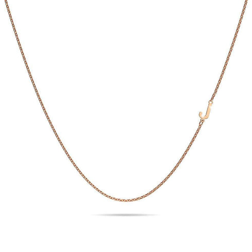 Bold Alphabet Letter Initial Charm Necklace in Rose Gold Tone